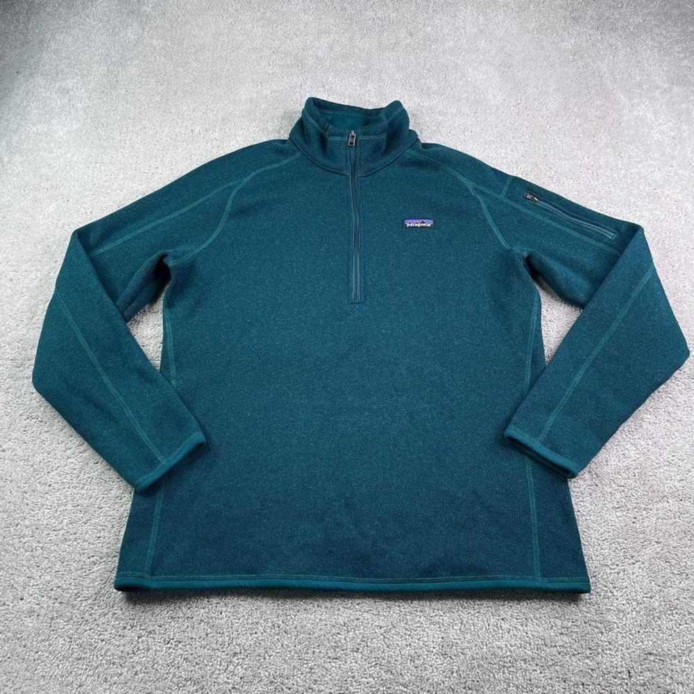 Patagonia Better Sweater Womens XL Blue Teal Fleece Quarter Zip Pullover Gorp
